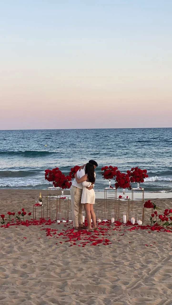 Castelldefels beach proposal setup view 1 showing sand and coastline