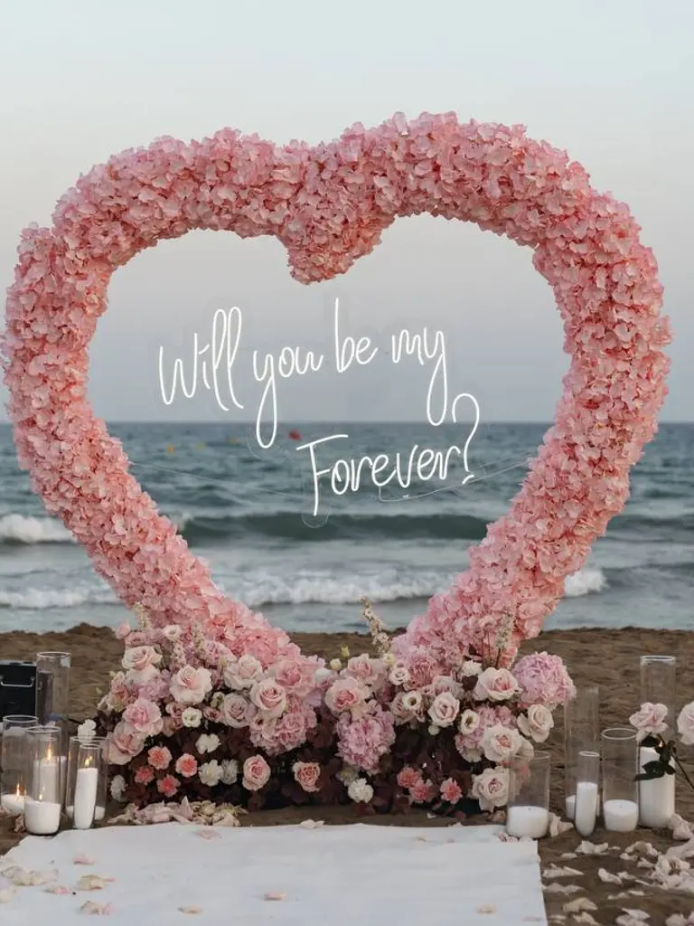 Castelldefels beach proposal setup view 3 showing sand and coastline