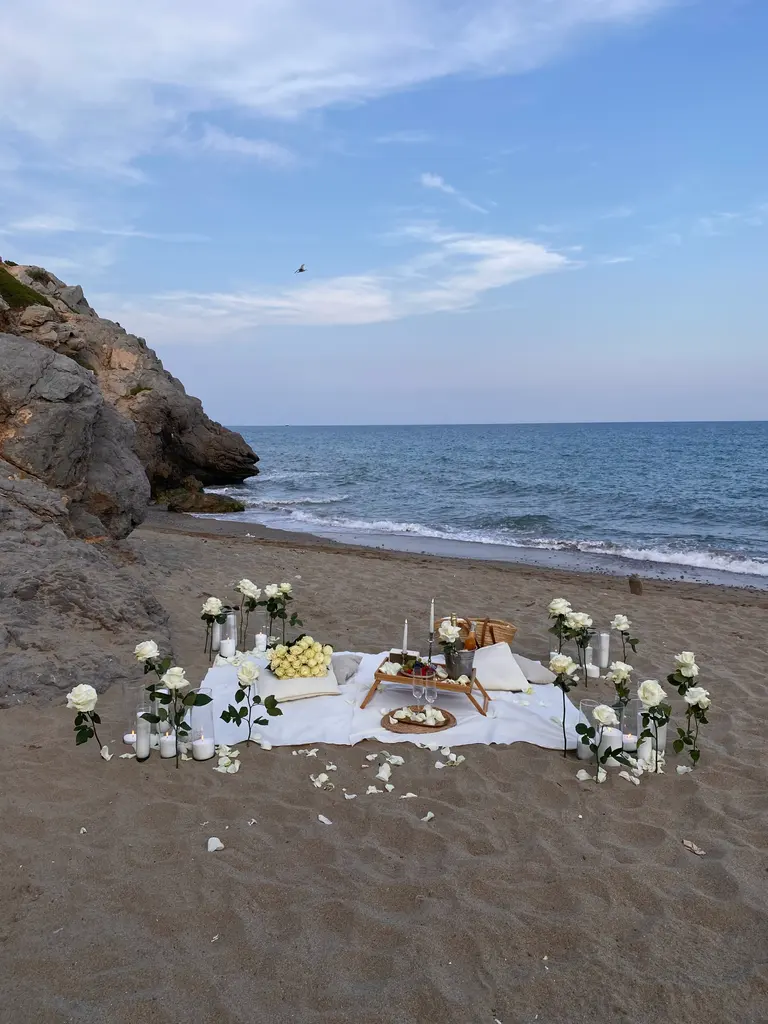 Garraf beach marriage proposal setup view 11 showing cliffs and Mediterranean coast