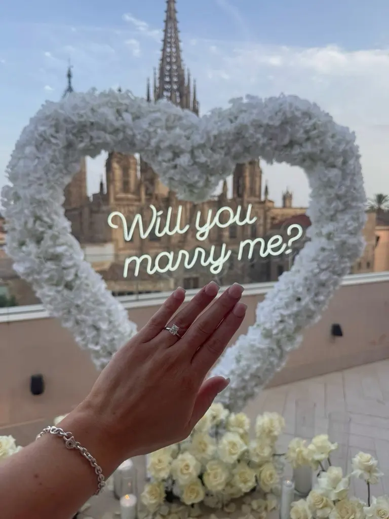 Garraf beach marriage proposal setup view 1 showing cliffs and Mediterranean coast