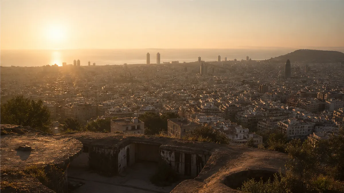 Turó de la Rovira dawn city panorama for a discreet photographer hide