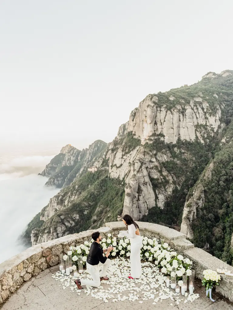 Montserrat marriage proposal setup view 5 overlooking the mountain massif