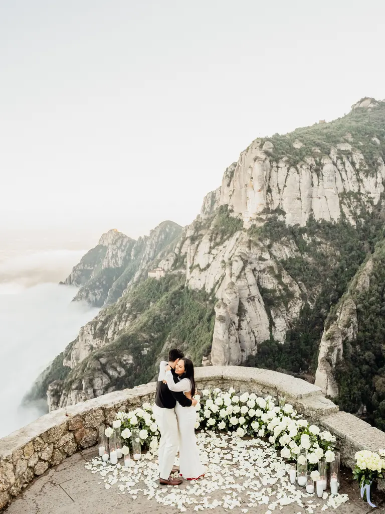 Montserrat marriage proposal setup view 6 overlooking the mountain massif