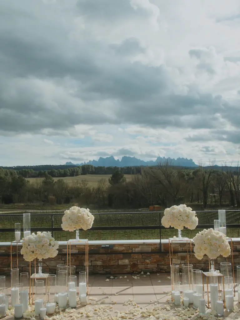 Montserrat marriage proposal setup view 8 overlooking the mountain massif