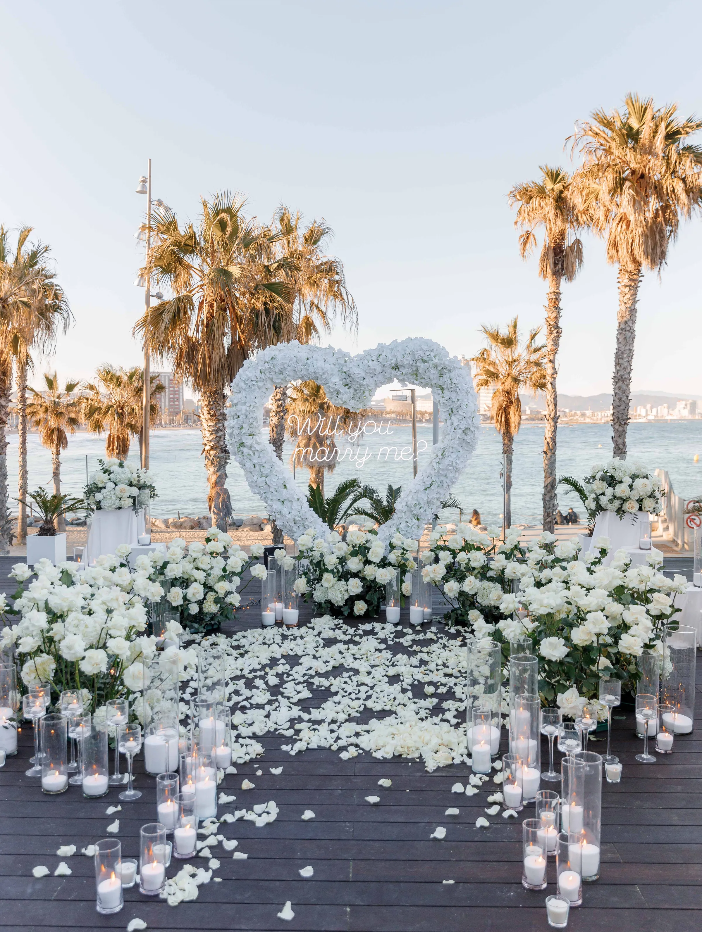 W Barcelona hotel marriage proposal setup view 1