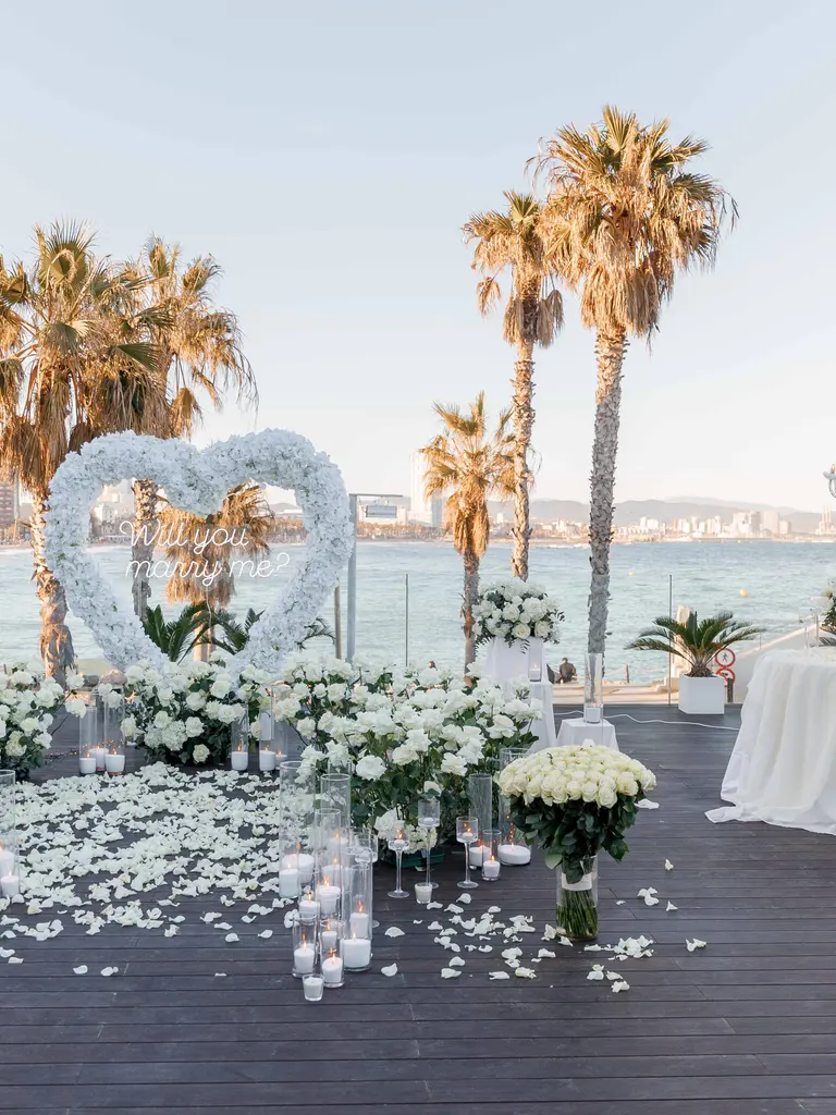 W Barcelona hotel marriage proposal setup view 2