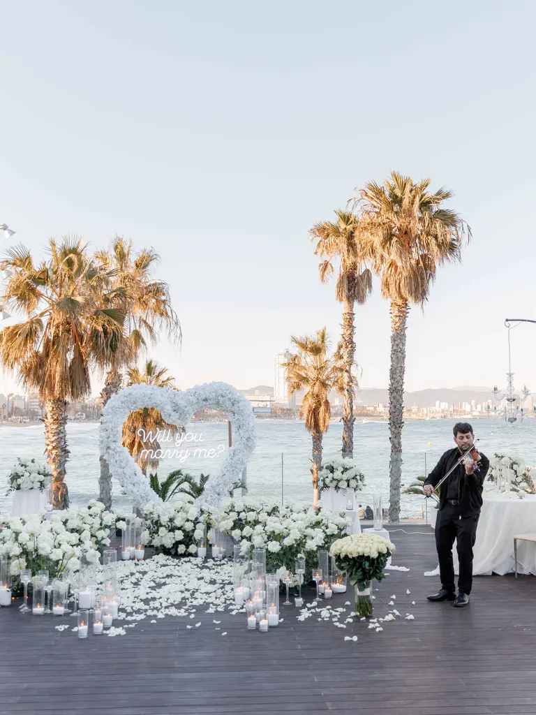 W Barcelona hotel marriage proposal setup view 3