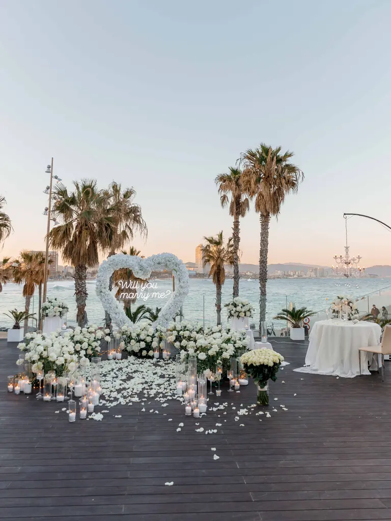 W Barcelona hotel marriage proposal setup view 7